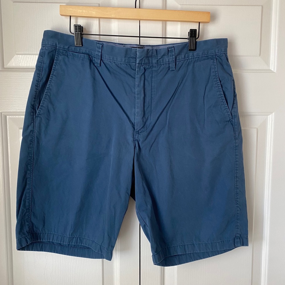 J.Crew Club Chino Shorts Men 35 Blue 10.5 Inseam Cotton Flat Front Preppy Casual